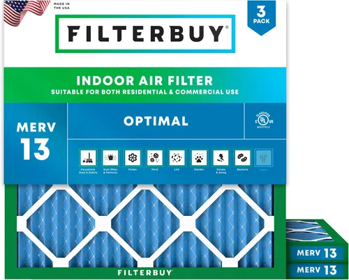 Miniatura 15 de Filterbuy Filtro de aire de 8 x 14 x 1 pulgadas MERV 13 de defensa óptima (paquete de 3), filtros de aire de repuesto plisados HVAC para calderas