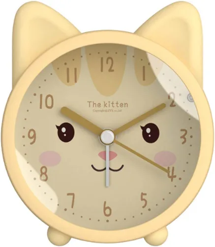 Miniatura 9 de Reloj despertador de silicona silencioso sin tictac para niños, con diseño de animal, para viajes, con luz nocturna (A- conejo blanco)