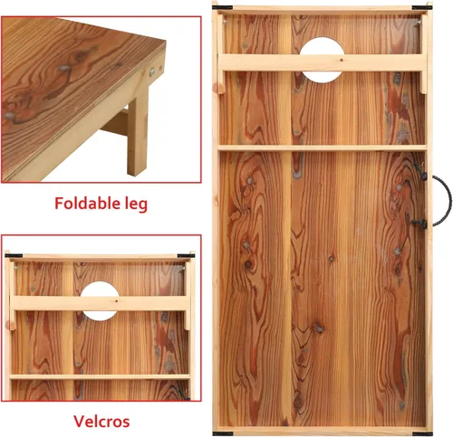 Miniatura 9 de UKASE Juego de Cornhole de Madera Maciza de Tamaño Reglamentario Portátil con Bolsas de Frijoles, Juego de Lanzamiento con Superficie de Veta