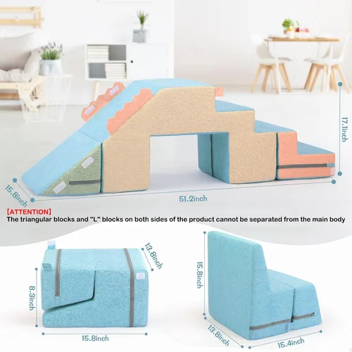 Miniatura 7 de Asweets 4 en 1 bloques de espuma para escalar para niños pequeños, juguetes de escalada y gateo suaves para interiores para la creatividad e