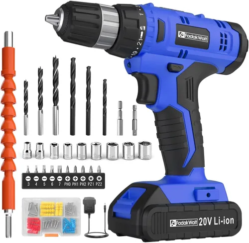 Miniatura 9 de FADAKWALT Juego de taladro eléctrico de 20 V, par 30N, ajuste de par 21+1, portabrocas sin llave de 3/8 pulgadas, Kit de taladro eléctrico LED