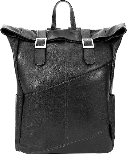Miniatura 3 de McKleinUSA Serie S, Kennedy, cuero de becerro de grano de guijarro, mochila para portátil de doble acceso de 17 pulgadas, color negro (88735)