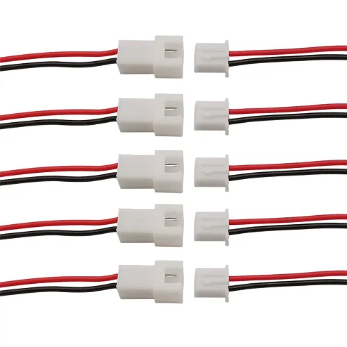 Miniatura 11 de 40 piezas (20 pares) de 0.049 in 2 pines mini micro macho y hembra de cable de conexión con conector de terminal rojo negro cable de 3.937 in