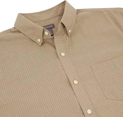 Miniatura 3 de Van Heusen Camisa de cuadros de manga corta con cuello abotonado para hombre sin arrugas