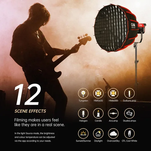 Miniatura 3 de GVM Kit de Iluminación de Video 300W Luces de Estudio Bicolor con Softbox de Montaje Bowens y Soporte CCT 2700K~6800K CRI 97+ Iluminación Continua