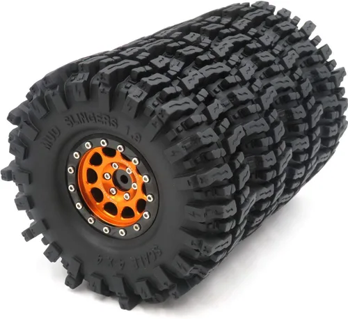 Miniatura 8 de HOBBYSOUL Neumáticos de 4.724 in de alto 1.9 de lodo T8 suaves pegajosos y ruedas Beadlock 1.9 llantas negro azul para RC 1/10 Rock Crawler SCX10
