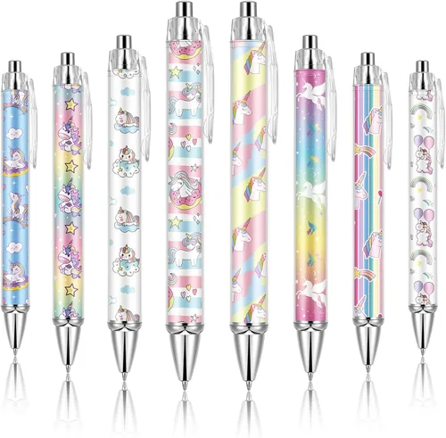 Miniatura 20 de Ireer 8 bolígrafos de bola para mujeres 1.00 mm de tinta negra lindos y elegantes, bolígrafos de punta fina de escritura suave para estudiantes
