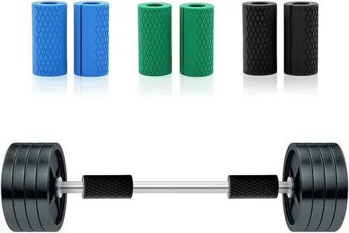 Miniatura 4 de Grip - Mancuerna gruesa para levantamiento de pesas, mango de fitness, almohadilla protectora antideslizante de silicona, 1 par Verde