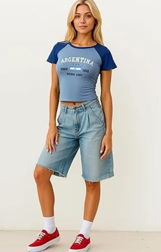 Miniatura 3 de Colombia Baby Tee Verano Crop Tops Y2k Ropa México Jersey 90s Graphic Tee 2000s Salir