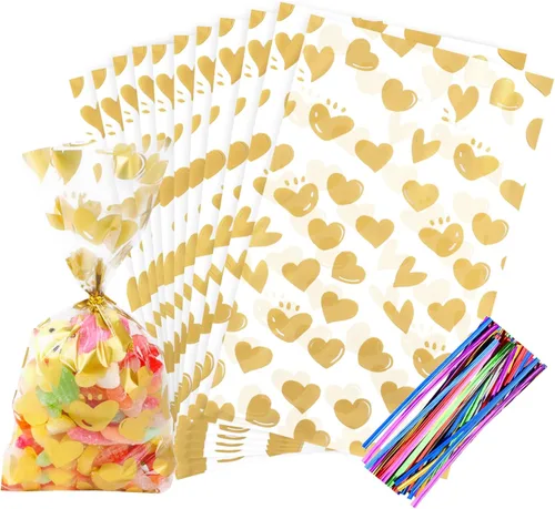 Miniatura 57 de 100 bolsas de regalo de celofán con estampado de estrellas, de 6 x 10 pulgadas, bolsas de regalo de celofán, bolsas de regalo de fiesta, bolsas