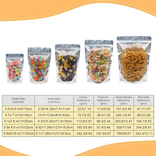 Miniatura 5 de SumDirect, bolsas de aluminio con cierre, reutilizables, 50 unidades, bolsa vertical para alimentos con ranura para almacenar alimentos