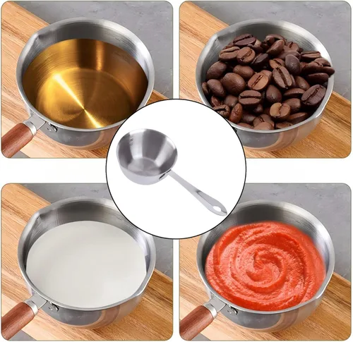 Miniatura 7 de Calentador de mantequilla de acero inoxidable, olla calentadora de leche con boquillas de vertido, mini olla de fusión de chocolate para café, té