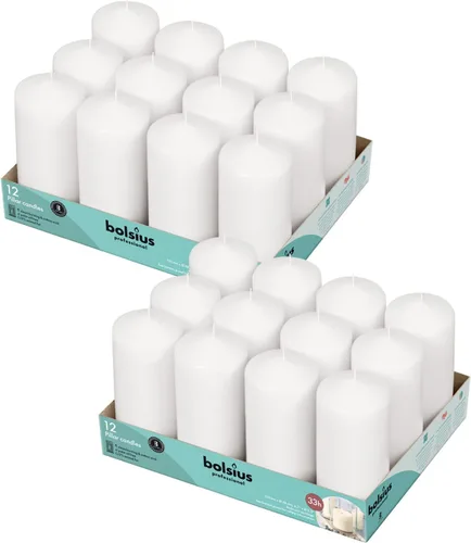 Miniatura 7 de BOLSIUS 12 velas blancas de pilar a granel, juego de velas sin perfume de 2.3 x 4.7 pulgadas, 33 horas de combustión limpia, sin aceite de palma, 0%