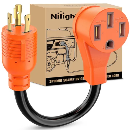 Miniatura 53 de Nilight - 50033R Adaptador de enchufe RV de 18 pulgadas, 50 amperios a 30 amperios, adaptador eléctrico de Dogbone de alta resistencia con mango 115G
