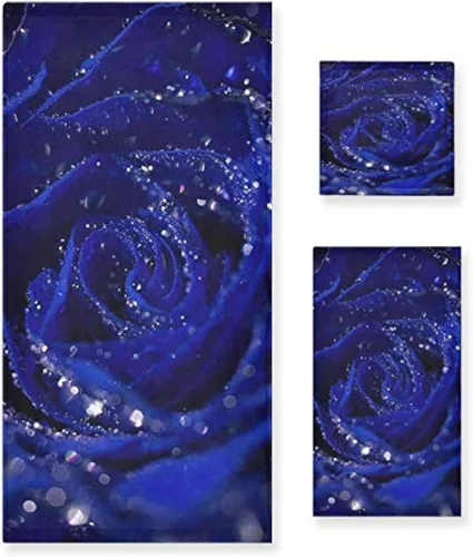 QUGRL Juego de 3 toallas de lujo de color azul marino, juego de 3 toallas de baño súper suaves, toallas de mano decorativas, toallas de algodón para