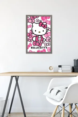 Miniatura 6 de Trends International Hello Kitty - Póster de pared con lazos, 14.725 x 22.375 pulgadas, versión enmarcada de madera de granero