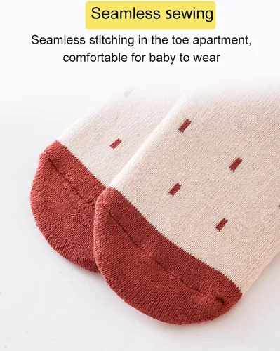 Miniatura 5 de Calcetines antideslizantes para bebés y niños pequeños, cálidos, gruesos, antideslizantes, calcetines para niñas y niños, recién nacidos, 5 pares