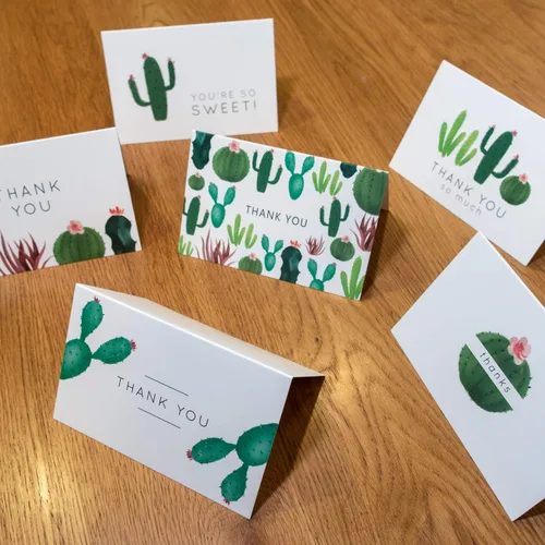 Miniatura 7 de Gooji Tarjetas de agradecimiento de cactus de 4 x 6 (paquete de 36 unidades, sobres blancos a juego), juego surtido, acuarela, gráficos coloridos