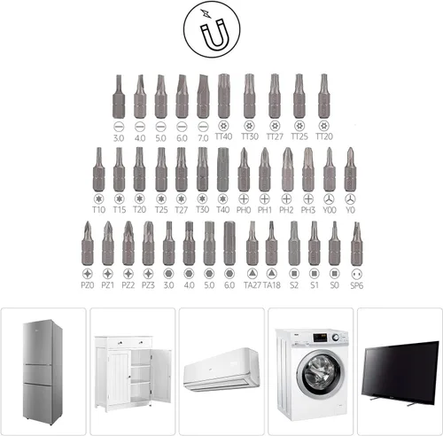 Miniatura 6 de Amazon Basics Juego de llaves de trinquete magnéticas y destornilladores de precisión electrónica, 73 unidades (paquete de 1), negro/rojo/plateado