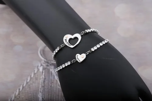 Miniatura 3 de Regalos para el día de la madre, joyería para madre e hija, conjunto de pulseras de deseos a juego con corazón para mamá e hija
