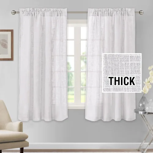 Miniatura 15 de H.VERSAILTEX Cortinas de lino de 84 pulgadas de largo, mezcla de lino natural, cortinas para sala de estar, cortinas texturizadas de lino