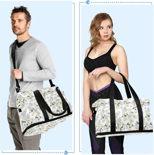 Miniatura 6 de Coikll Forget-me-not Flower Sports Gym Bag with Waterproof Dry Wet Pocket, Travel Duffel Bag for Women MenWorkout Bag Fits Yoga, Swimming