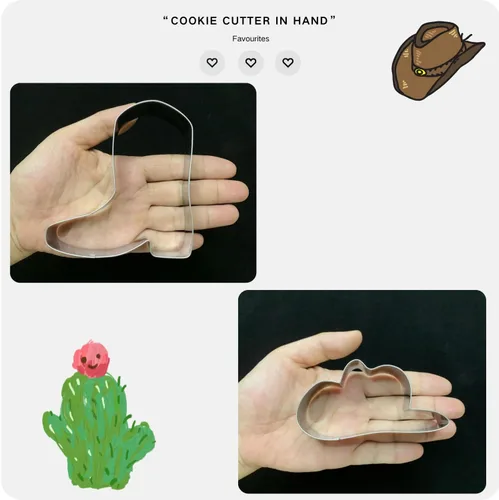 Miniatura 6 de LUBTOSMN Juego de 2 cortadores de galletas de vaquera, 2 piezas, botas de vaquera y sombrero, deslavador, cortadores de galletas, formas para baby