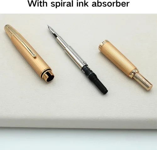 Miniatura 6 de Pluma estilográfica de 10 prensas para uso en oficina, juego de punta retráctil extrafina y convertidor de tinta, clip dorado