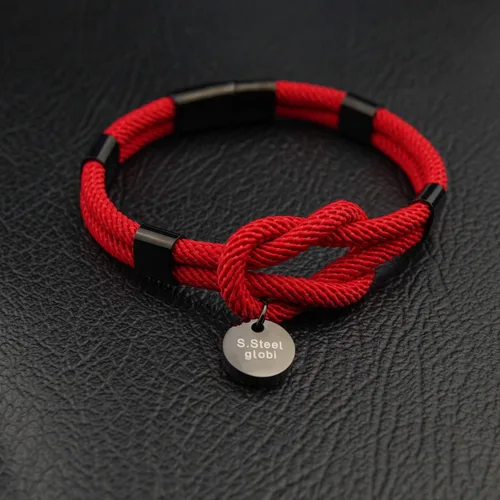 Miniatura 6 de globi Paracord - Pulsera de cuerda trenzada para hombres y mujeres pulsera ligera náutica unisex con cierre magnético de acero inoxidable Fibra