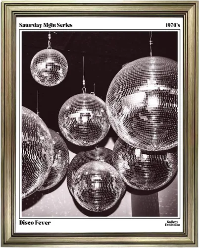 Arte de pared de bola de discoteca, pósteres de impresión enmarcados vintage para decoración estética de habitación, decoración retro funky de moda