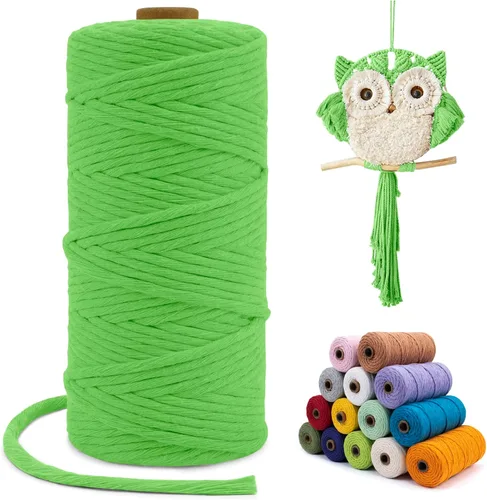Miniatura 95 de Cuerda de macramé de una sola hebra de 0.197 in x 110 yardas, cuerda de macramé de algodón natural de 0.197 in, cuerda de algodón grueso para colgar