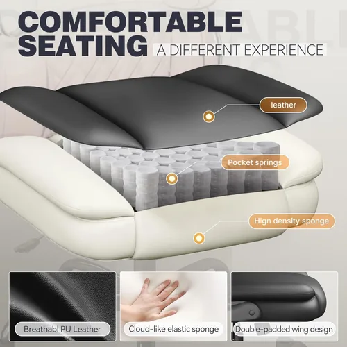 Miniatura 7 de Silla ergonómica de oficina ejecutiva, silla de computadora con reposacabezas ajustable, silla de escritorio de piel sintética, silla giratoria