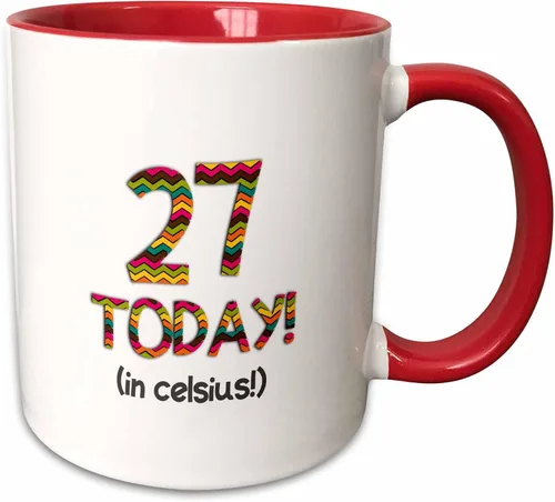 Miniatura 9 de 3dRose 27 Today in Celsius-Funny 80Th Birthday 27C is 80 in Fahrenheit Taza de dos tonos, 11 oz, color negro