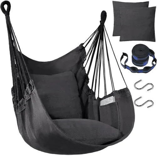 Miniatura 9 de Halalona Silla Hamaca Colgante Silla Hamaca Colgante Columpio de Cuerda 2 Cojines Incluidos - Hamaca Columpio Resistente y Duradera de Algodón Suave