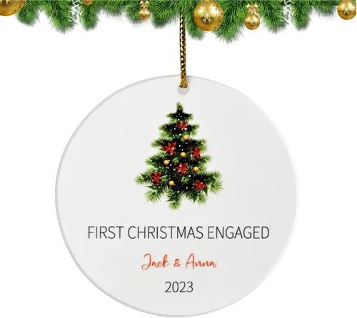 Miniatura 14 de Adorno personalizado para pareja comprometida 2024, primera Navidad para casados juntos comprometidos, adornos de Navidad personalizados, idea