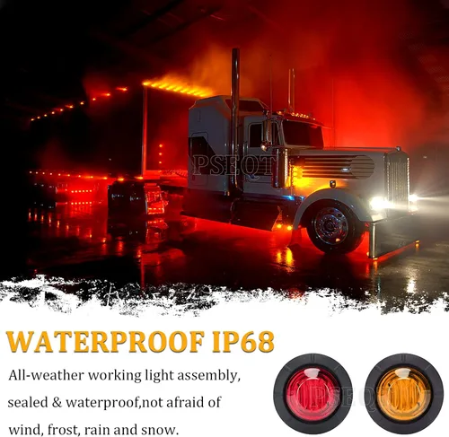 Miniatura 4 de PSEQT Luces LED de marcador de remolque de 3/4 pulgadas, indicadores de espacio lateral, luz trasera, impermeable, para remolque, camión, autobús