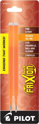 PILOT FriXion - Recambios de tinta de gel para bolígrafos borrables, punta fina, 0.028 in, tinta naranja, paquete de 2 (12517)
