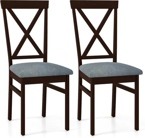 GOFLAME Juego de 2 sillas de comedor de madera, sillas de cocina tapizadas con asiento acolchado y respaldo en forma de X, sillas laterales sin