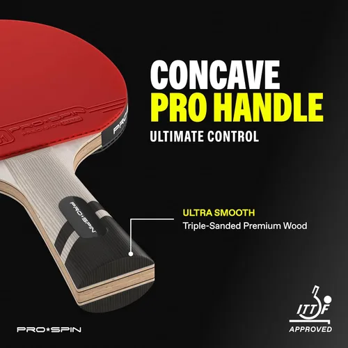 Miniatura 5 de PRO-SPIN Palas de ping pong - Raquetes de tenis de mesa de nivel profesional con fibra de carbono para un control superior Lámina de 7 capas, goma