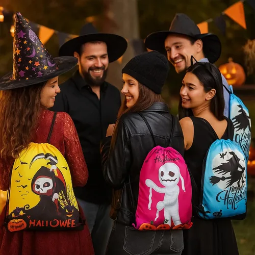 Miniatura 7 de Paterr 16 bolsas de regalo de Halloween, bolsas de regalo de Halloween, bolsas de regalo de fantasma, dulces, bolsa de envoltura para dulce o truco