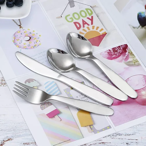 Miniatura 5 de VANRA Juego de 2 cucharas de tenedor para niños con estuche de viaje para lonchera, acero inoxidable 18/8 para niños, cubiertos para niños, juego