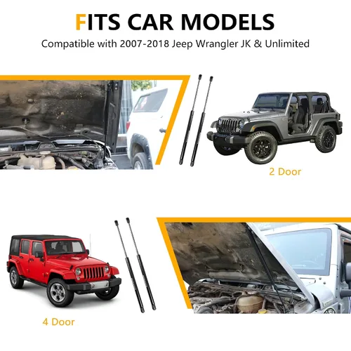 Miniatura 3 de Kit de asistencia de soporte de elevación de puntales de capó RERPRO compatible con Jeep Wrangler JK Unlimited 2/4 puertas 2007-2018 Accesorios