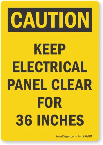 SmartSign "Precaution - Keep Electric Panel transparente para 36 pulgadas, vinilo laminado de 3.5" x 5"