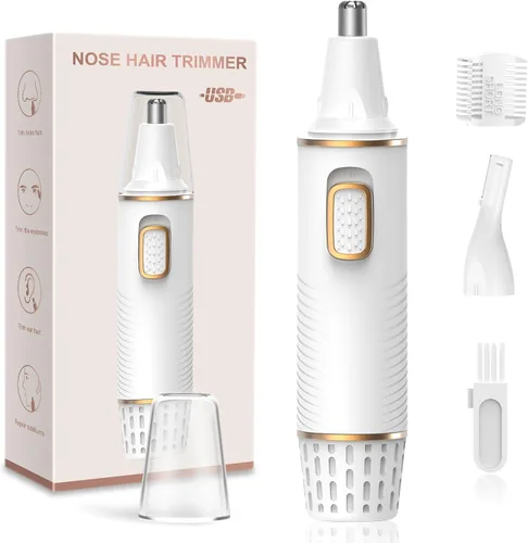 Miniatura 11 de XOOMRSCP Recortadora de pelo de nariz para hombres, recortadora de pelo recargable 2 en 1, sin dolor, multifuncional, para orejas y nariz, con Gris
