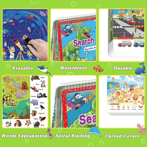 Miniatura 6 de Elfew Libro de actividades reutilizable, juguetes de viaje para niños pequeños de 3 a 5 años, juguetes educativos para niños de 3 a 8 años
