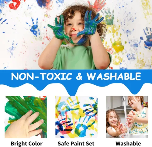 Miniatura 5 de Kit de Pintura de Dedos Lavable ABEIER para Niños Pequeños, 12 Colores con Herramientas de Pintura, Pintura Segura no Tóxica, Pintura Segura