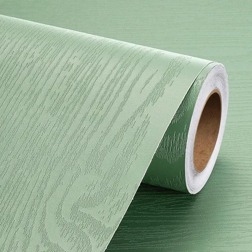 Livelynine Papel de contacto de madera verde claro para encimeras de despegar y pegar, papel tapiz de escritorio impermeable, papel de contacto de