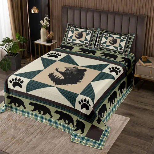Miniatura 22 de Erosebridal Southwestern - Juego de colcha geométrica bohemia acolchada tamaño individual, juego de edredón étnico tribal con flechas occidentales