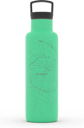 Miniatura 54 de Well Told Botella de agua aislada con mapa de Washington DC grabado, botella de acero inoxidable grabada (21 onzas, blanco) botella aislada de mapa