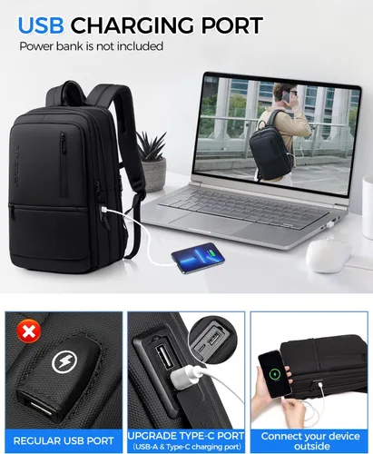 Miniatura 4 de Fenree.geer Mochila de trabajo para hombre, mochila expandible con puerto de carga USB C, resistente al agua, mochila para laptop de 15.6 pulgadas